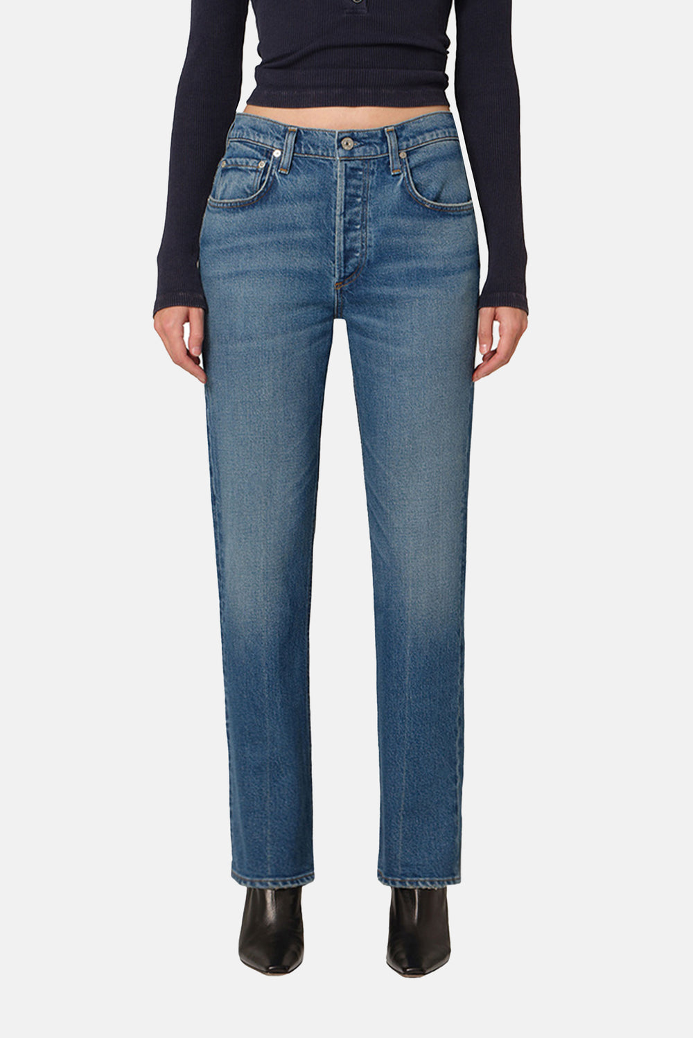 citizens of humanity cigarette jeans along with belt loops and a 14 leg opening Citizens of Humanity Skyla Mid-Rise