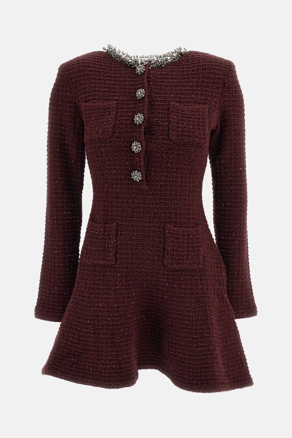 self portrait buttoned knit mini dress Self-Portrait STRUCTURED WITH JEWEL DETAIL $460.98 USD self portrait black dress long sleeve