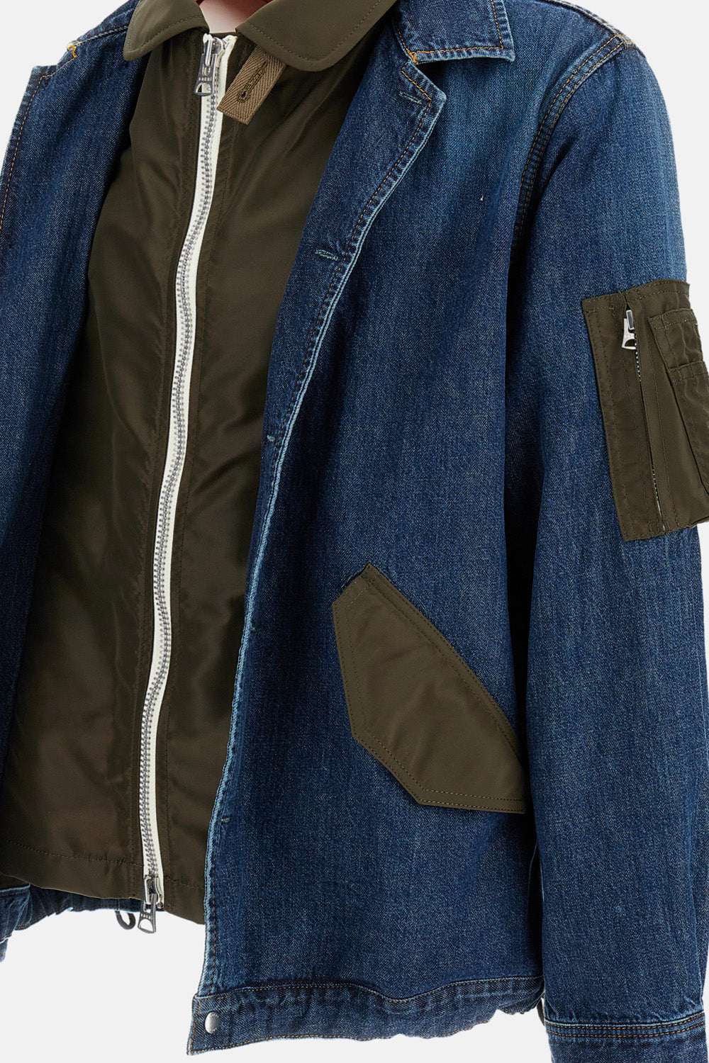 Sacai DENIM AND NYLON TWILL JACKET $463.04 USD - Biffi Boutiques