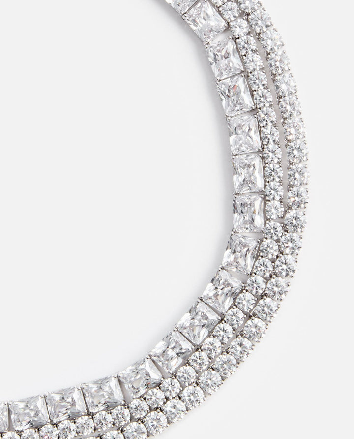 MULTI CRYSTAL CHOKER PF25606NSL SILVER Self-Portrait 