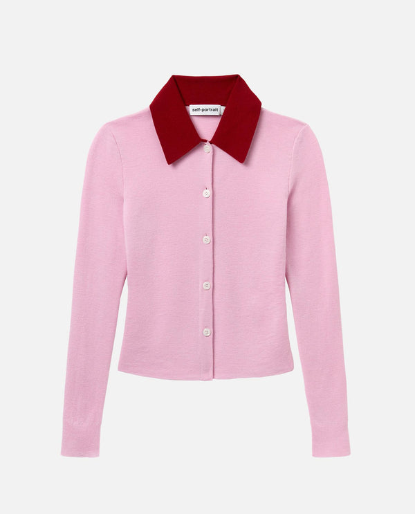 CARDIGAN IN LANA<BR/> PF25097CP PINK Self-Portrait 