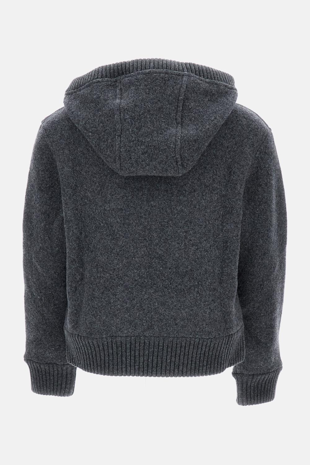 Thom Browne HOODIE WITH ZIP IN WOOL USD Biffi Boutiques