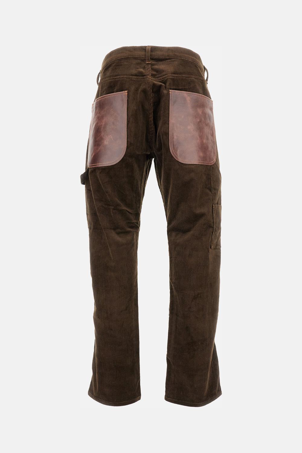 Junya Watanabe COTTON CORDUROY TROUSERS WITH LEATHER INSERTS