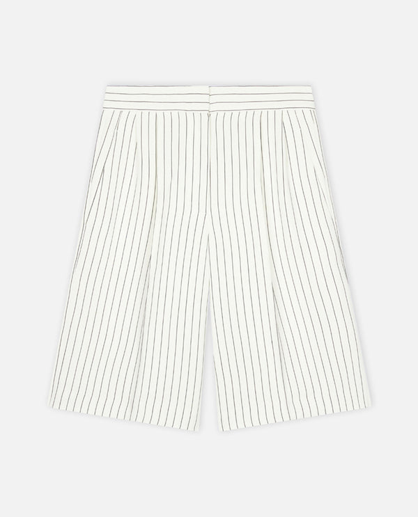 BERMUDA IN LINO PIERA IVORYBLACKSTRIPES Loulou de Saison 