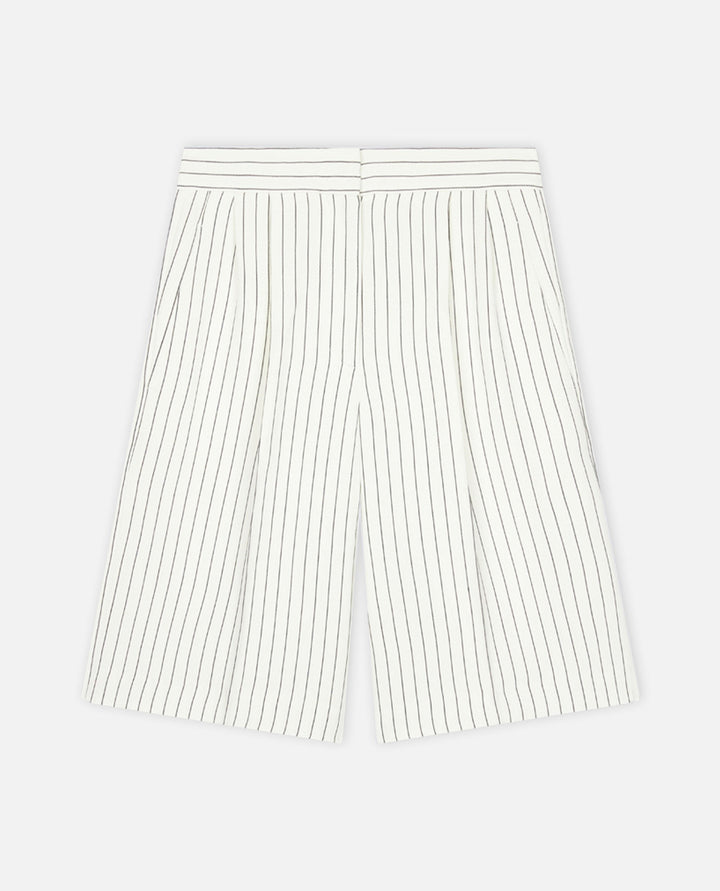 BERMUDA IN LINO PIERA IVORYBLACKSTRIPES Loulou de Saison 