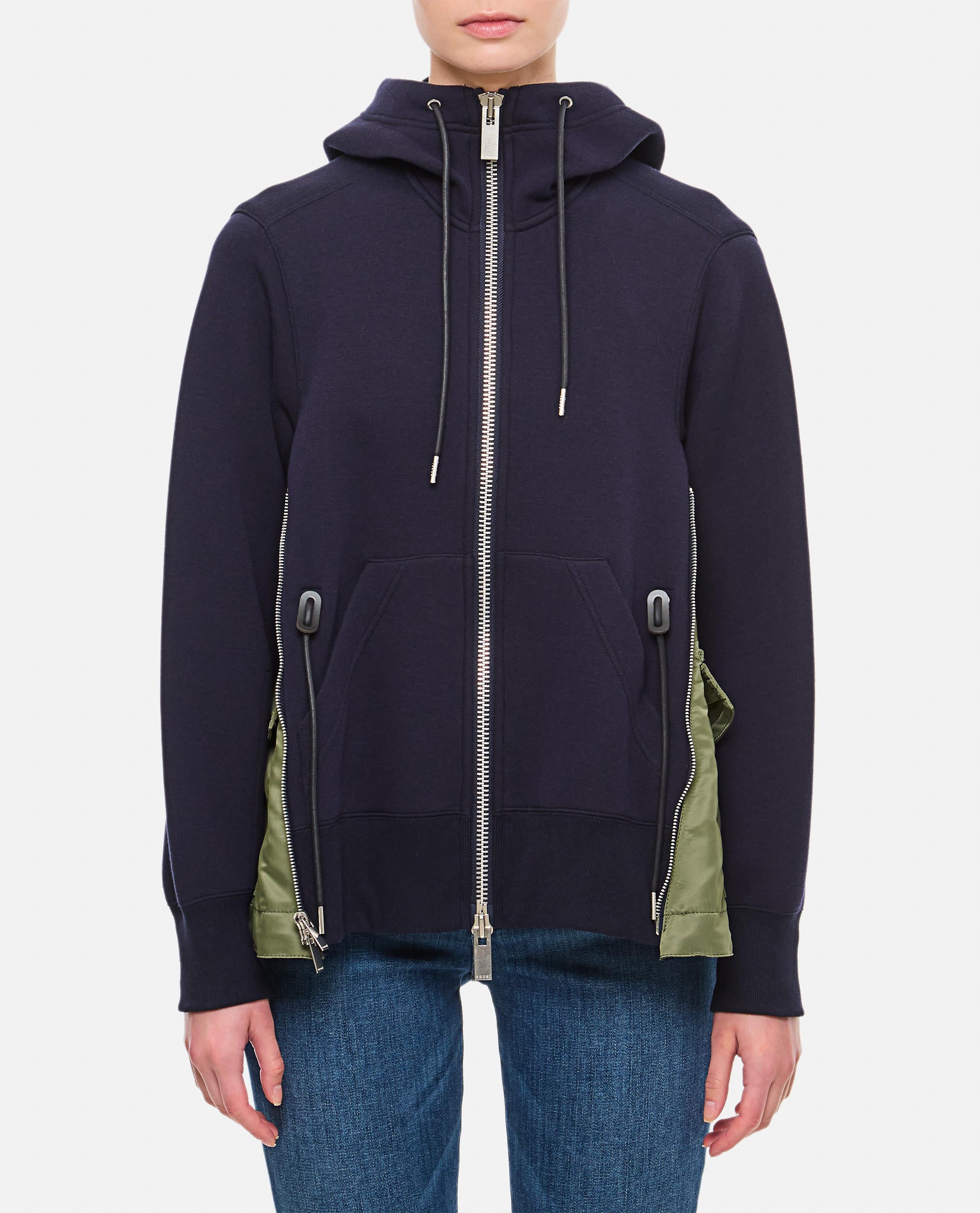 Sacai Nylon-blend hoodie with zipper $583.34 USD - Biffi Boutiques