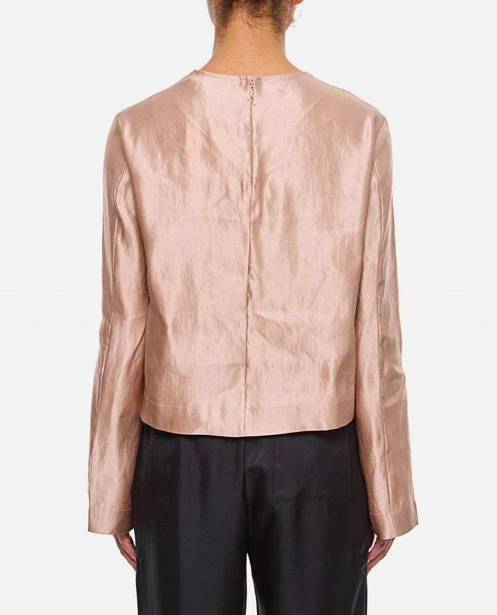 BLUSA GIROCOLLO IN SETA E LINO NINO PETALROSE Loulou de Saison 