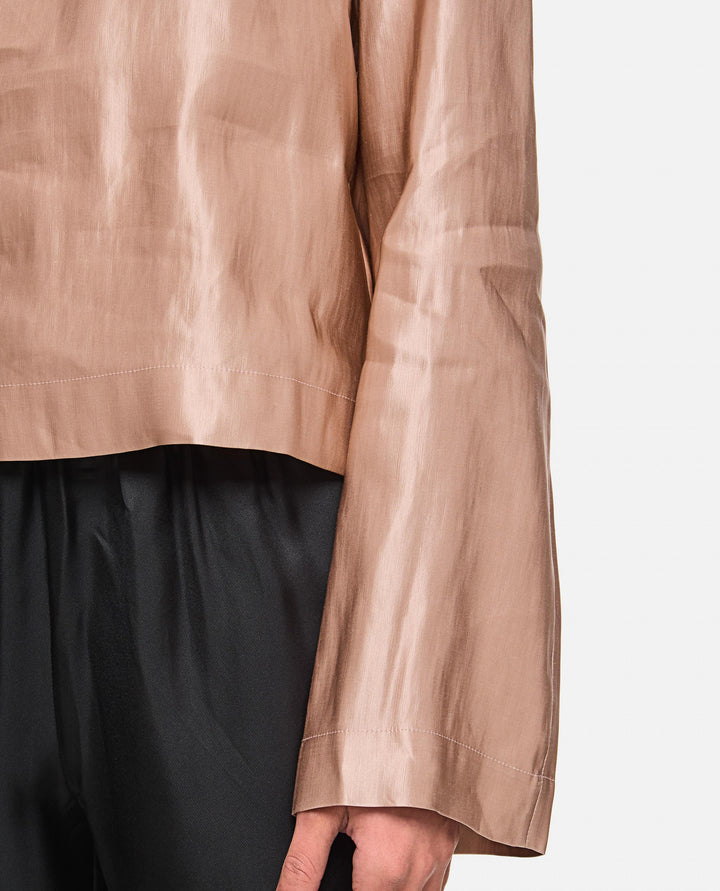 BLUSA GIROCOLLO IN SETA E LINO NINO PETALROSE Loulou de Saison 