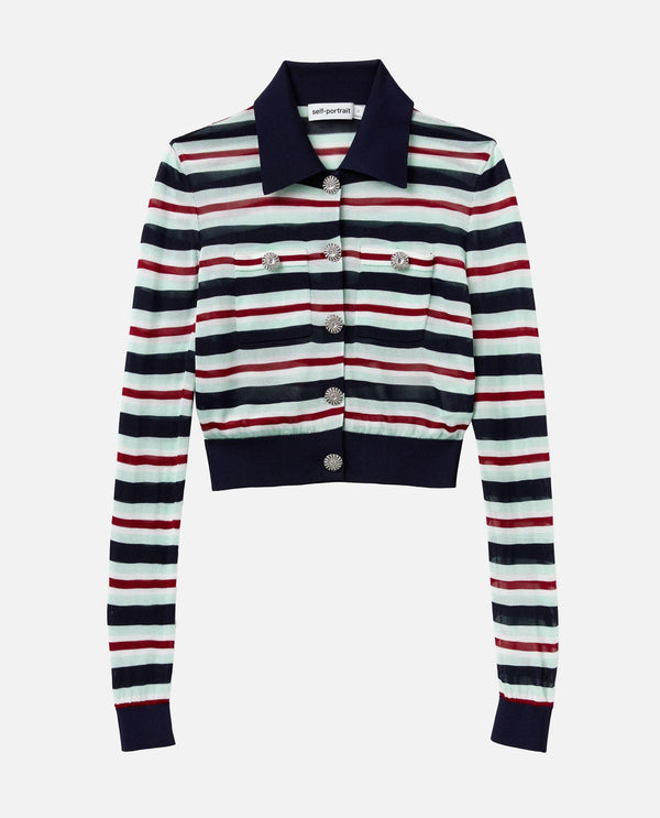 MAGLIA A RIGHE<BR/> PF25050TBL BLUE Self-Portrait 