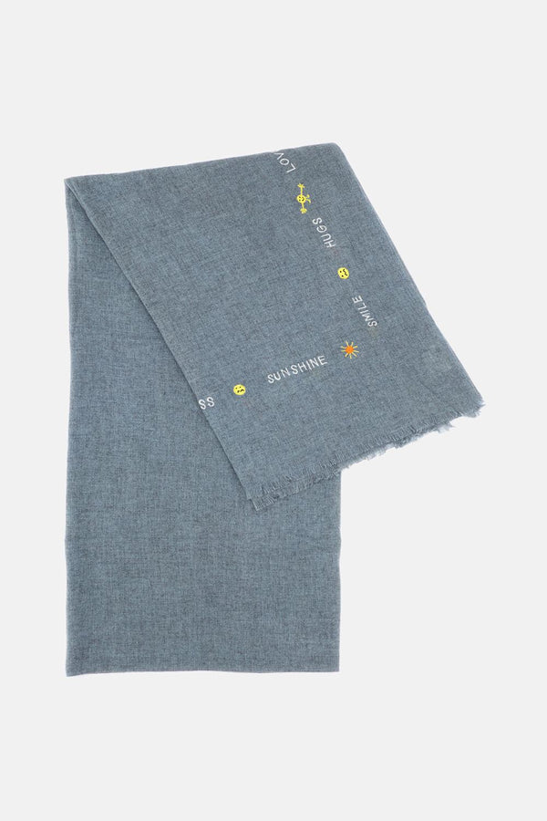 SCIARPA RICAMATA C25266 GREYBLUE Benaras By Citrus 