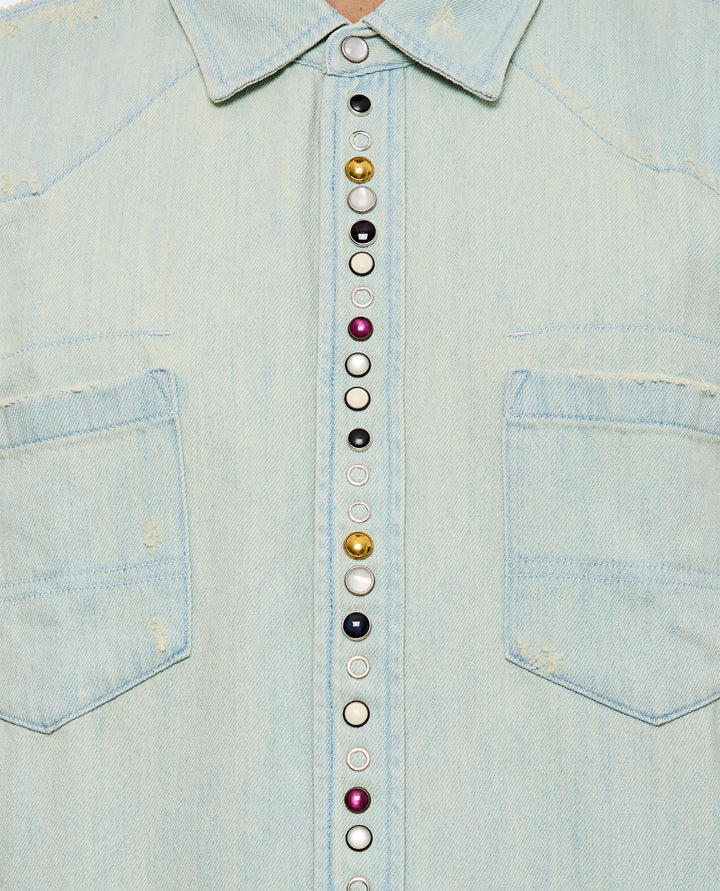 CAMICIA IN DENIM CON STRASS<BR/> GMP00487 P00063650100 Golden Goose 