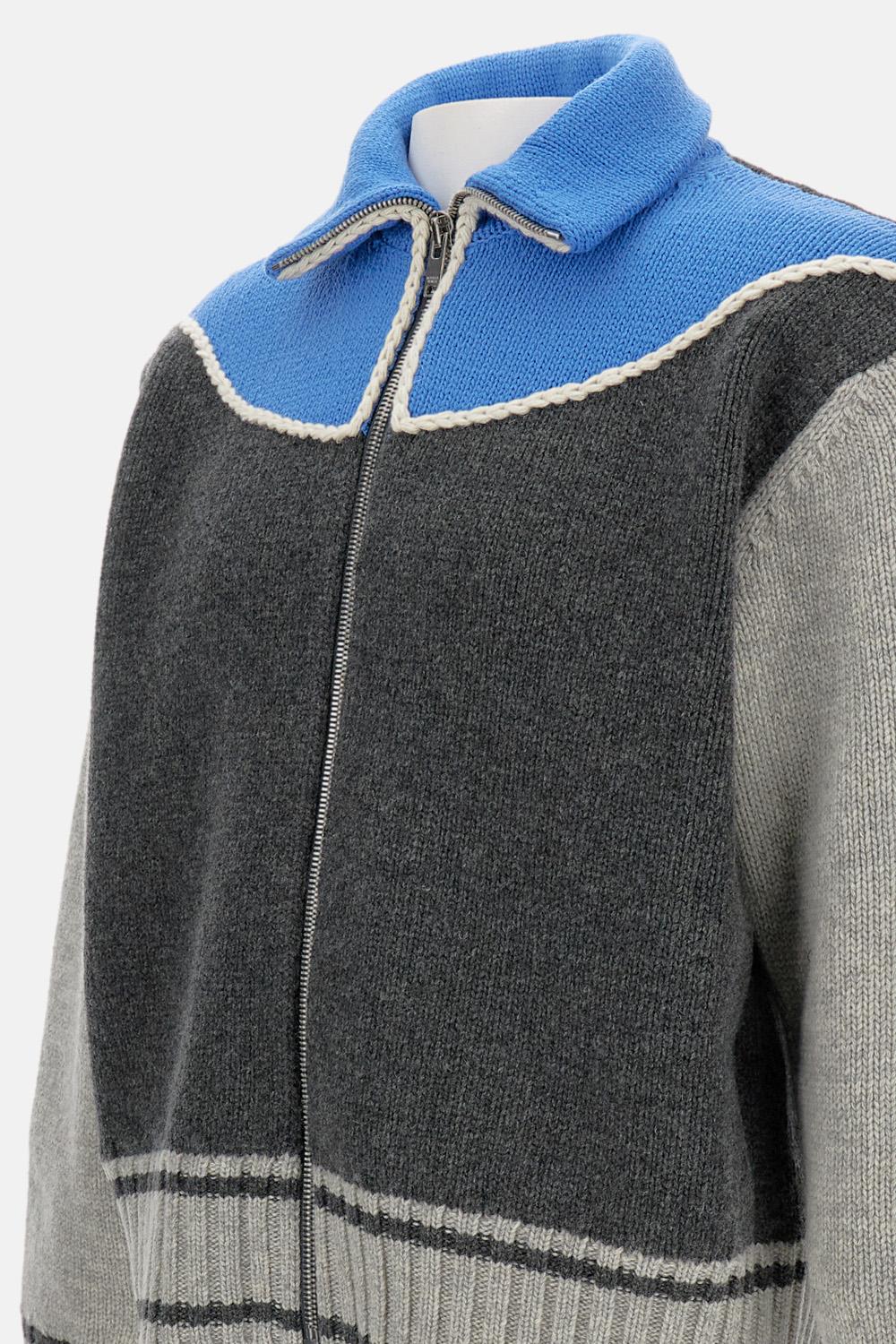 ヤマセミBOTTEGA VENETA Bonded Wool Zip BOTTEGA VENETA Wool zipped Jacket GREY | Base Blu