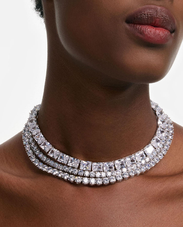 MULTI CRYSTAL CHOKER PF25606NSL SILVER Self-Portrait 