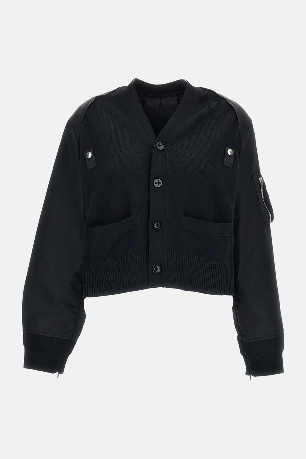 Sacai Knit and nylon twill cardigan €1.215,00 EUR - Biffi Boutiques
