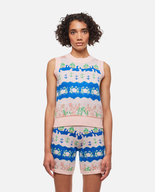 GILET IN MAGLIA DI LANA E VISCOSA SS2210 OCEANLANDSCAPE Helmstedt 