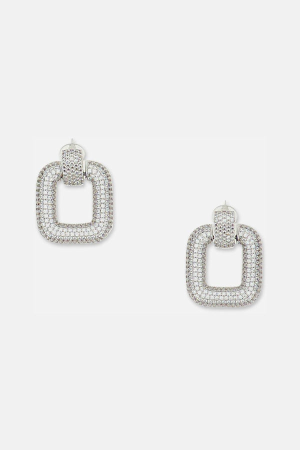 ORECCHINI QUADRATI CON CRISTALLI AW25603EASL SILVER Self-Portrait 