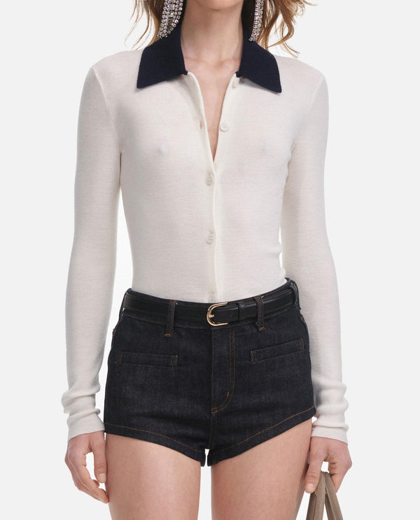 CARDIGAN IN LANA<BR/> PF25097CC CREAM Self-Portrait 