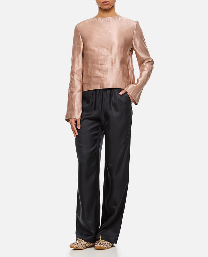 BLUSA GIROCOLLO IN SETA E LINO NINO PETALROSE Loulou de Saison 