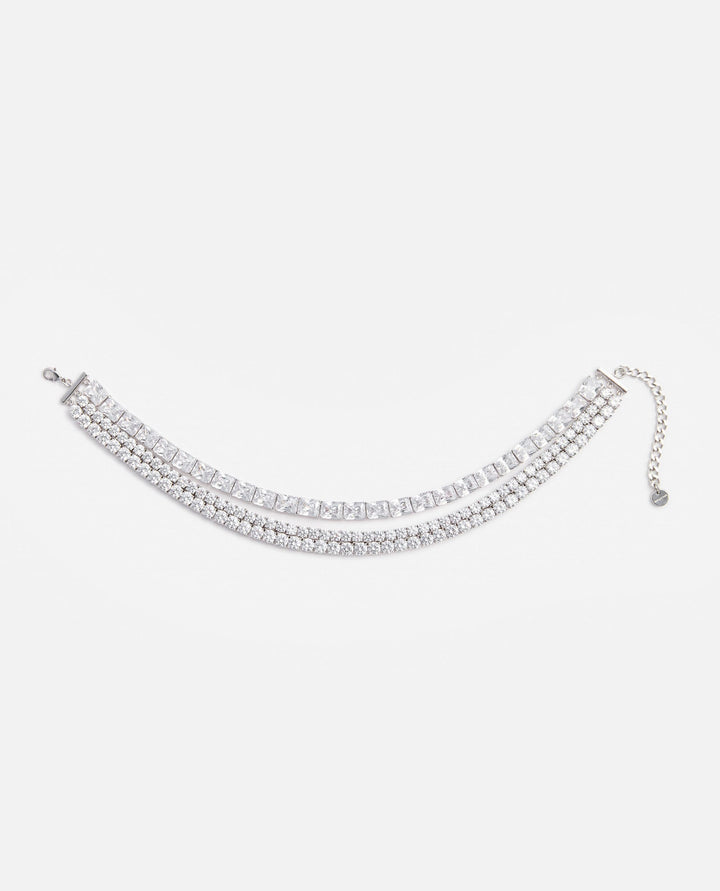 MULTI CRYSTAL CHOKER PF25606NSL SILVER Self-Portrait 
